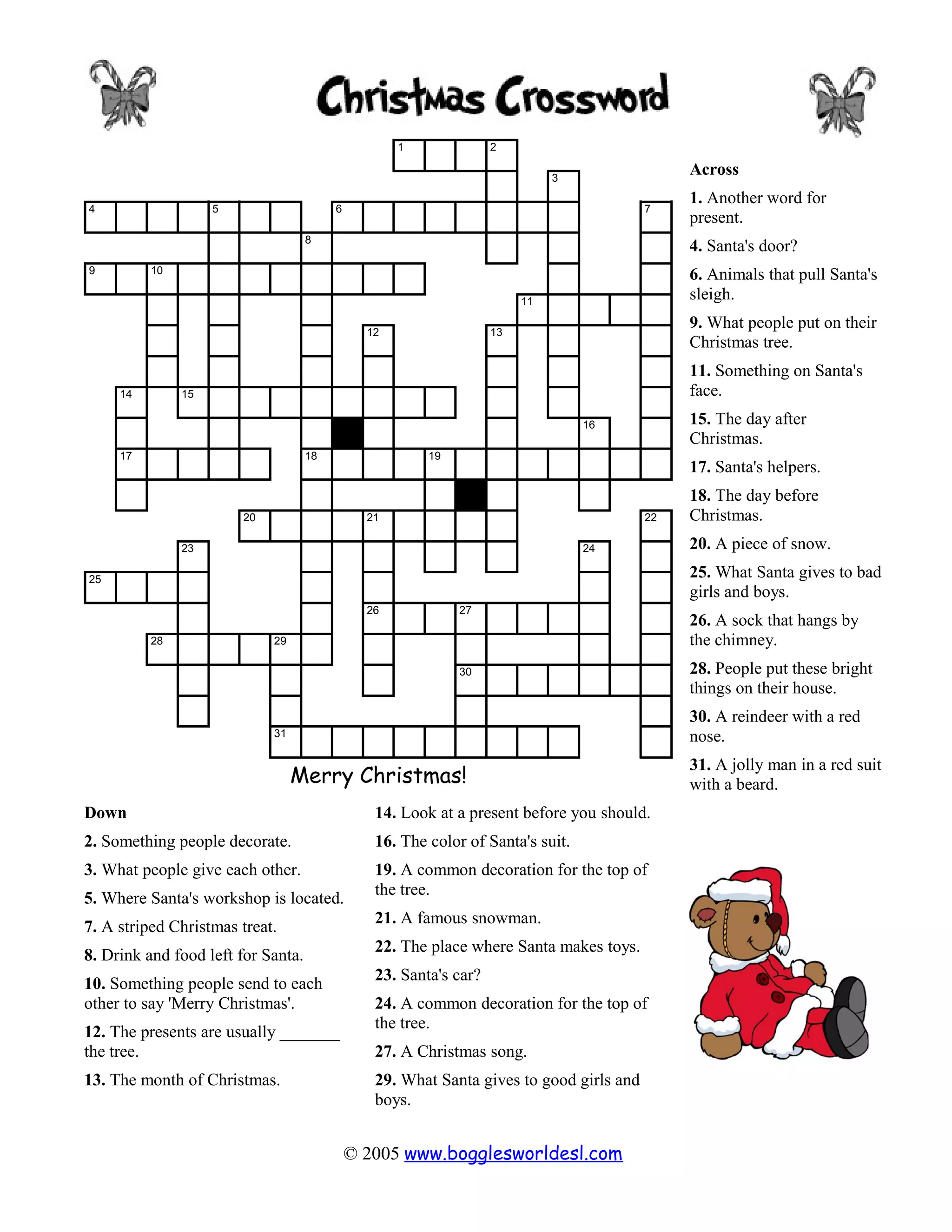 christmas crossword (not too easy) | doc